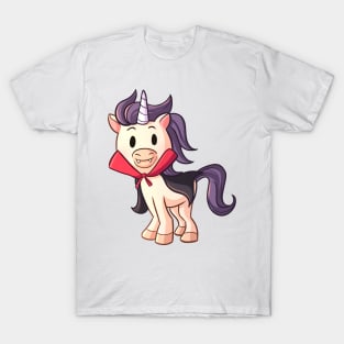 Cute Halloween Unicorn in Vampire Dracula Costume T-Shirt